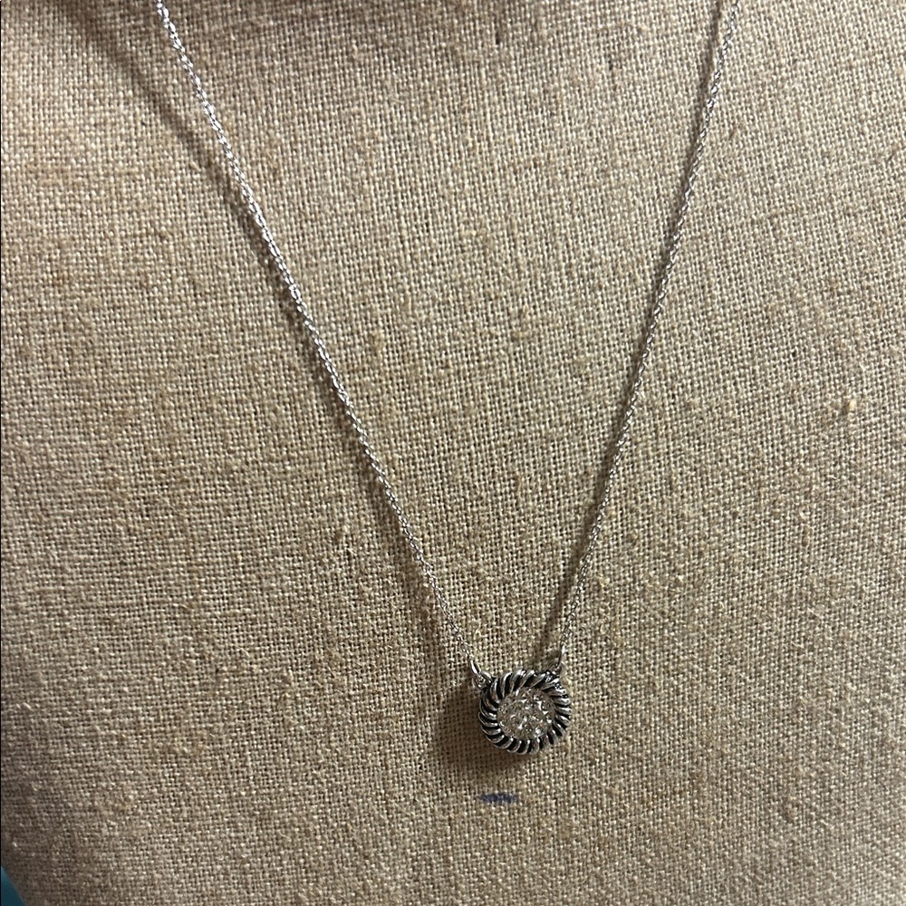 Sterling Twisted Rope‎ Circle Pendant Necklace - Silver